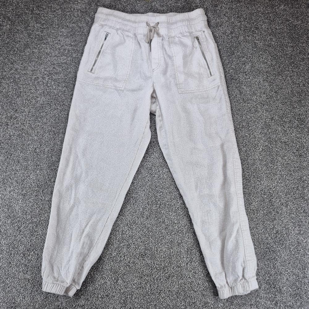 Athleta Cabo Linen Jogger Pant Women's 12 Micro Cheetah Abalone Gray